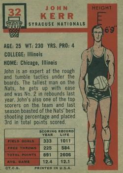1957-58 Topps #32 John Kerr Back
