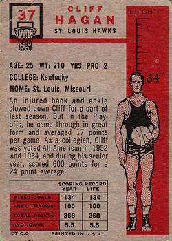 1957-58 Topps #37 Cliff Hagan Back
