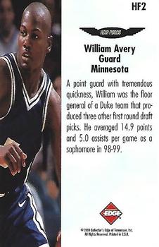 1999 Collector's Edge - Heir Force #HF2 William Avery Back