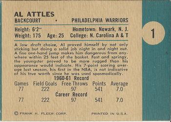 1961-62 Fleer #1 Al Attles Back