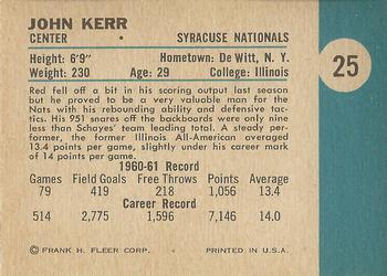 1961-62 Fleer #25 John Kerr Back