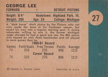 1961-62 Fleer #27 George Lee Back