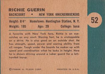 1961-62 Fleer #52 Richie Guerin Back