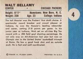 1961-62 Fleer #4 Walt Bellamy Back
