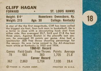 1961-62 Fleer #18 Cliff Hagan Back