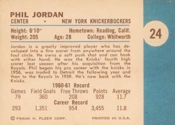 1961-62 Fleer #24 Phil Jordon Back