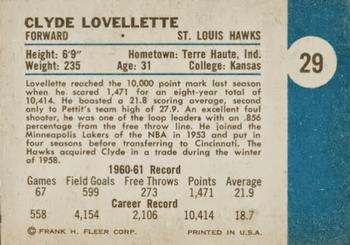 1961-62 Fleer #29 Clyde Lovellette Back