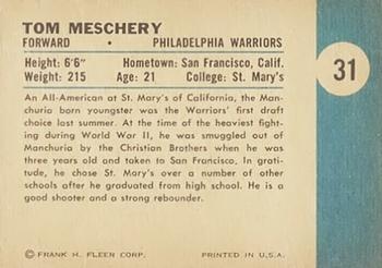 1961-62 Fleer #31 Tom Meschery Back