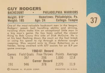 1961-62 Fleer #37 Guy Rodgers Back