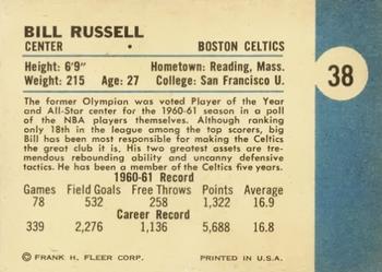 1961-62 Fleer #38 Bill Russell Back