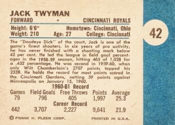 1961-62 Fleer #42 Jack Twyman Back