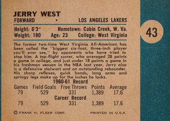 1961-62 Fleer #43 Jerry West Back