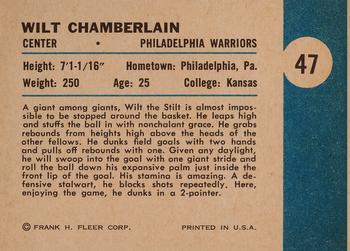 1961-62 Fleer #47 Wilt Chamberlain Back