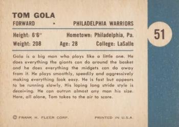 1961-62 Fleer #51 Tom Gola Back