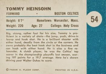 1961-62 Fleer #54 Tom Heinsohn Back