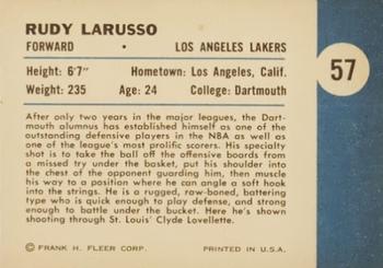 1961-62 Fleer #57 Rudy Larusso Back