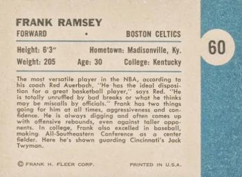 1961-62 Fleer #60 Frank Ramsey Back