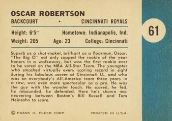 1961-62 Fleer #61 Oscar Robertson Back
