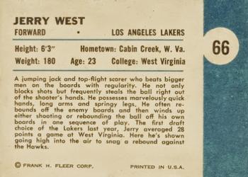 1961-62 Fleer #66 Jerry West Back