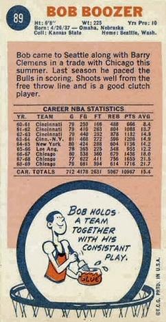 1969-70 Topps #89 Bob Boozer Back