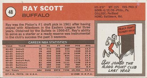 1970-71 Topps #48 Ray Scott Back