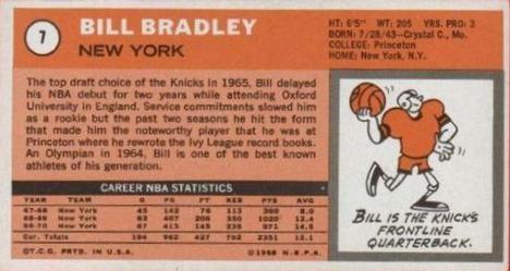 1970-71 Topps #7 Bill Bradley Back