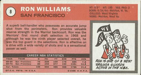 1970-71 Topps #8 Ron Williams Back