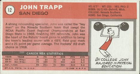 1970-71 Topps #12 John Trapp Back