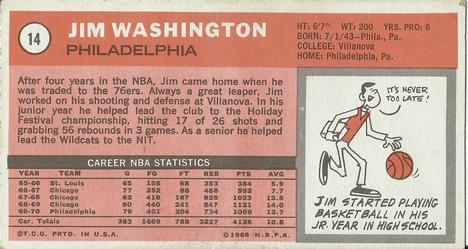 1970-71 Topps #14 Jim Washington Back