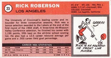 1970-71 Topps #23 Rick Roberson Back