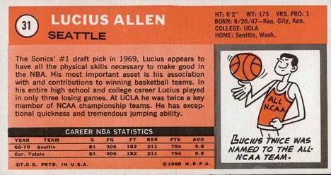 1970-71 Topps #31 Lucius Allen Back