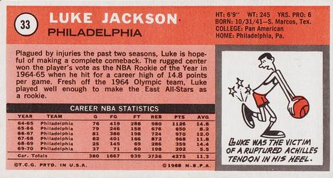 1970-71 Topps #33 Luke Jackson Back