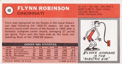 1970-71 Topps #40 Flynn Robinson Back