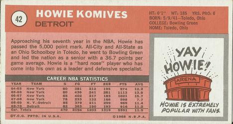 1970-71 Topps #42 Howie Komives Back