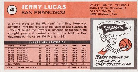 1970-71 Topps #46 Jerry Lucas Back