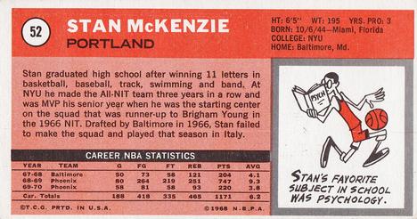 1970-71 Topps #52 Stan McKenzie Back