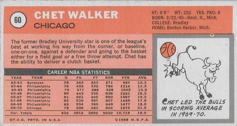 1970-71 Topps #60 Chet Walker Back