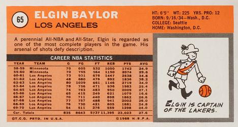 1970-71 Topps #65 Elgin Baylor Back