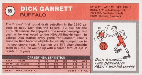 1970-71 Topps #85 Dick Garrett Back
