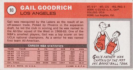 1970-71 Topps #93 Gail Goodrich Back
