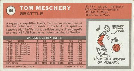1970-71 Topps #99 Tom Meschery Back