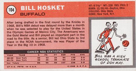 1970-71 Topps #104 Bill Hosket Back