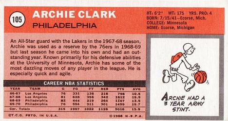 1970-71 Topps #105 Archie Clark Back