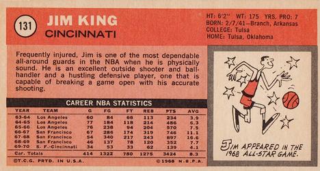 1970-71 Topps #131 Jim King Back