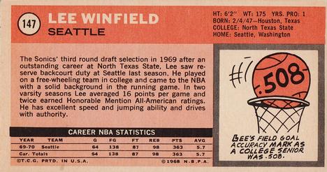 1970-71 Topps #147 Lee Winfield Back