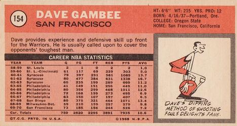 1970-71 Topps #154 Dave Gambee Back