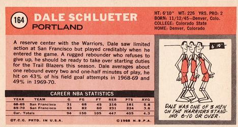 1970-71 Topps #164 Dale Schlueter Back