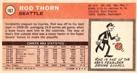 1970-71 Topps #167 Rod Thorn Back