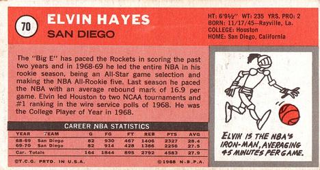 1970-71 Topps #70 Elvin Hayes Back
