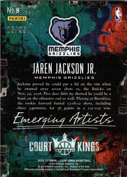 2018-19 Panini Court Kings - Emerging Artists Sapphire #8 Jaren Jackson Jr. Back